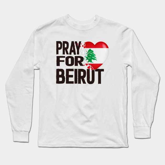 Pray for Beirut lebanon Long Sleeve T-Shirt by Netcam